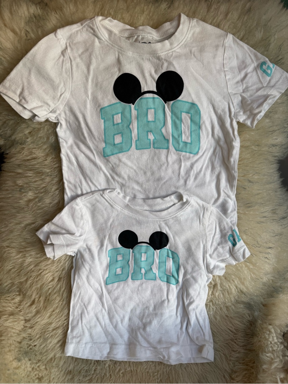 Brother Sibling Matching Disney Mickey Tees 4T and 12-18 Months Lot of 2 Shirts